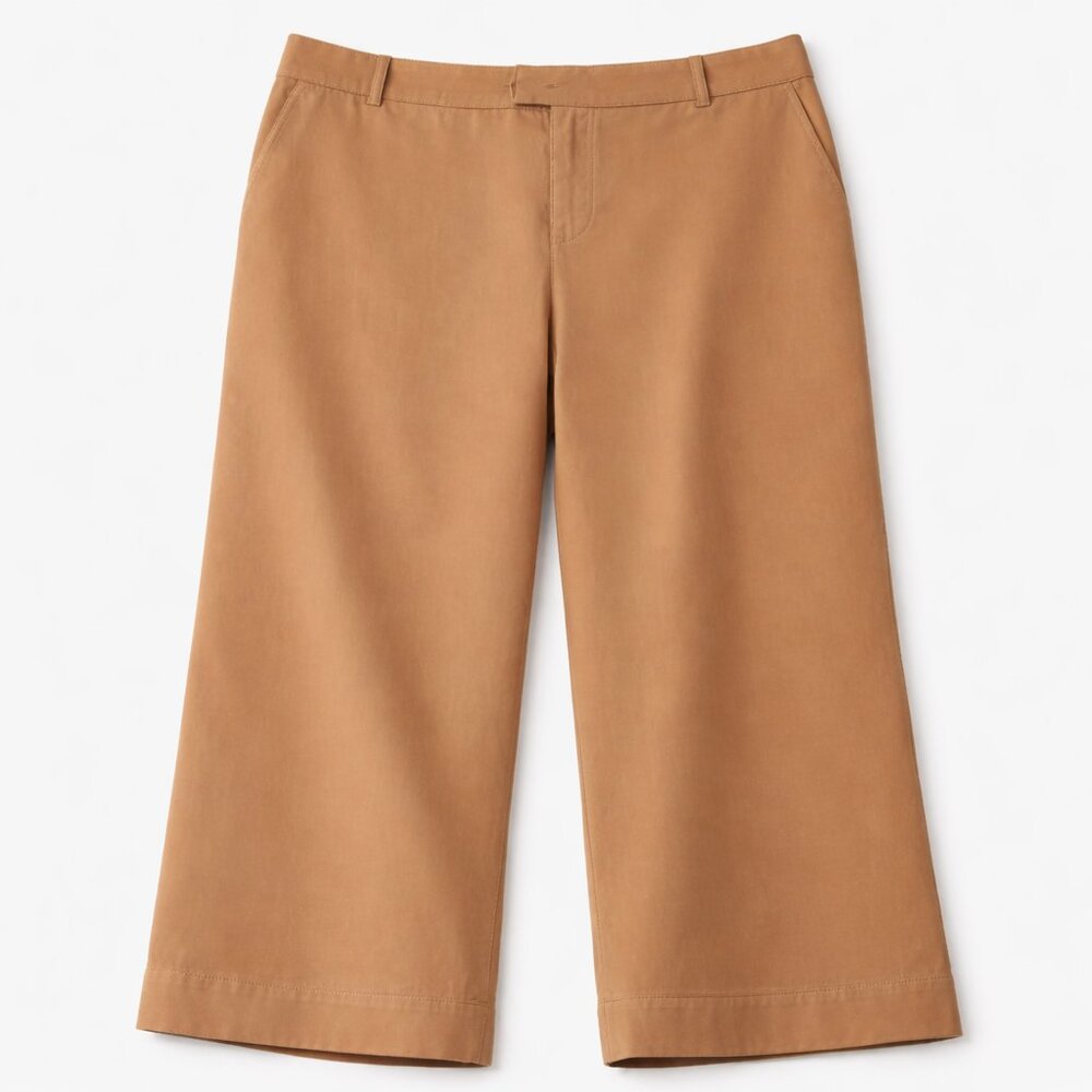 Lane Bryant Wide Leg Cropped Trousers Camel Brown Size 28 Plus Cotton Stretch